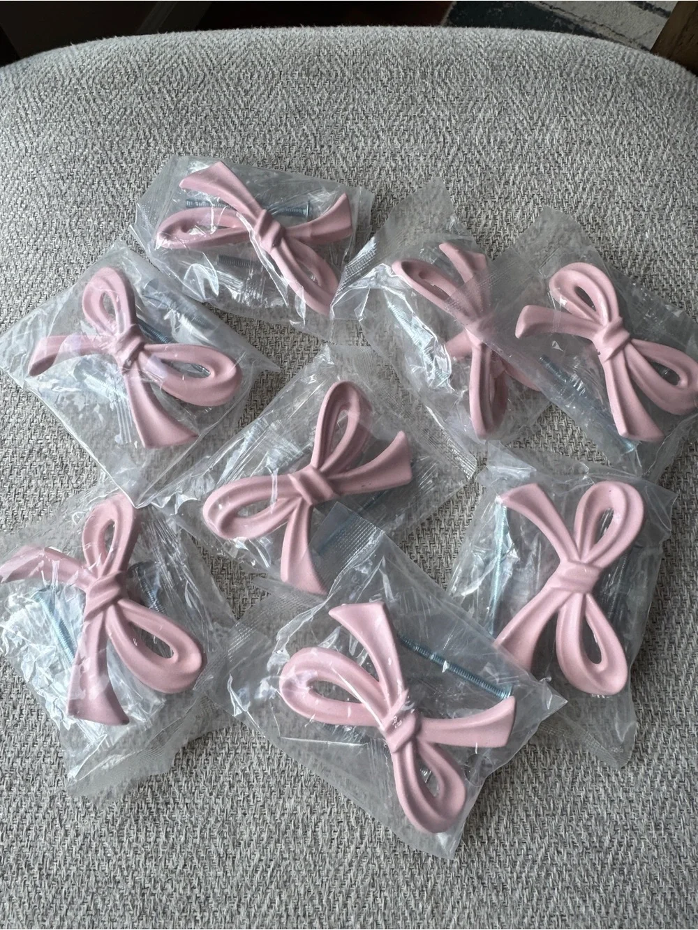 Bow-Shaped Drawer Pulls - Pink Decorative Cabinet Knobs